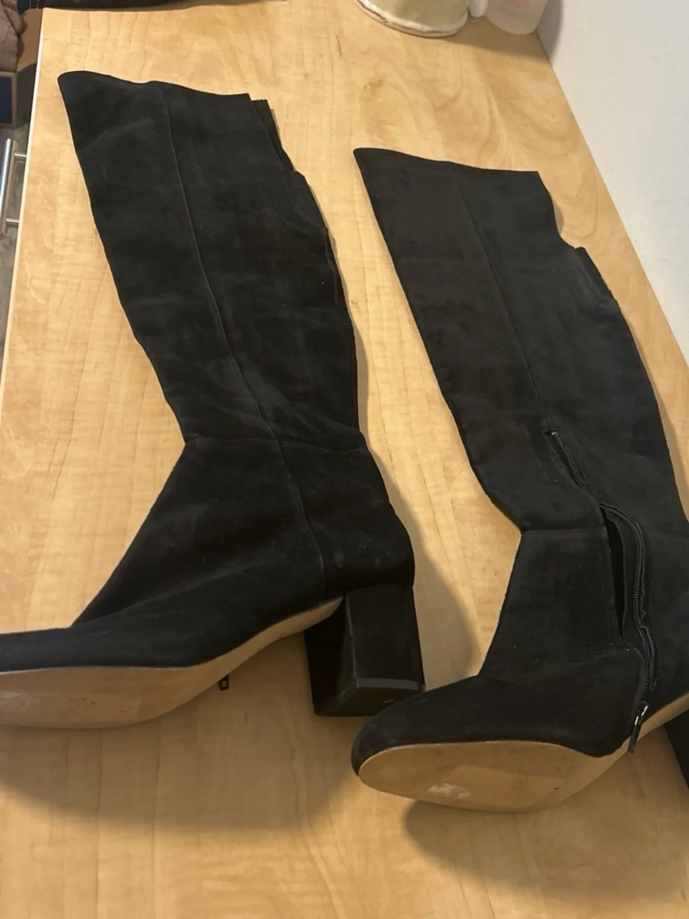 Halogen Black Over-the-Knee Suede Block Heel Boots